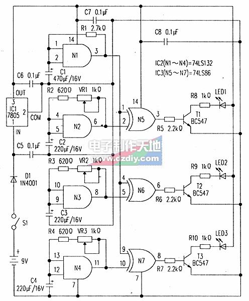 彩燈控制電路原理