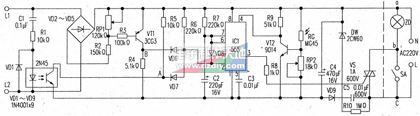 電話自動(dòng)控制<b class='flag-5'>床頭燈</b>電路分析