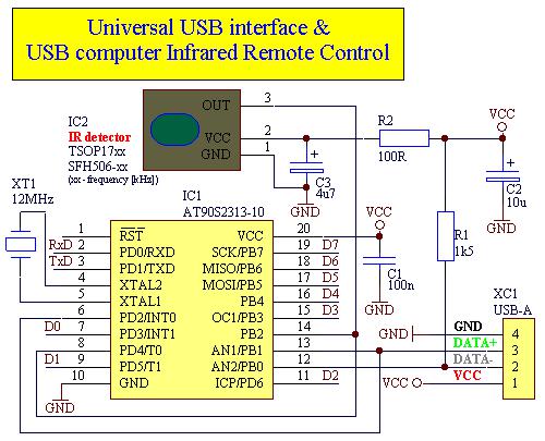 用90s2313做的USB接口的红外遥控器