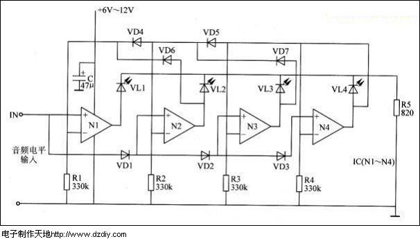LED电平指示器电路原理