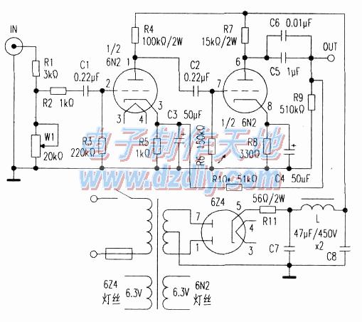 6N2前置放大电路图