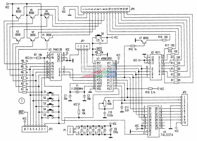 基于AT89C2051制作八路定時(shí)電路