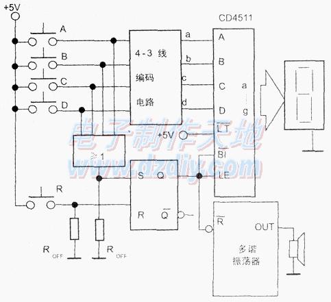 <b class='flag-5'>CD4511</b>构成四路抢答器