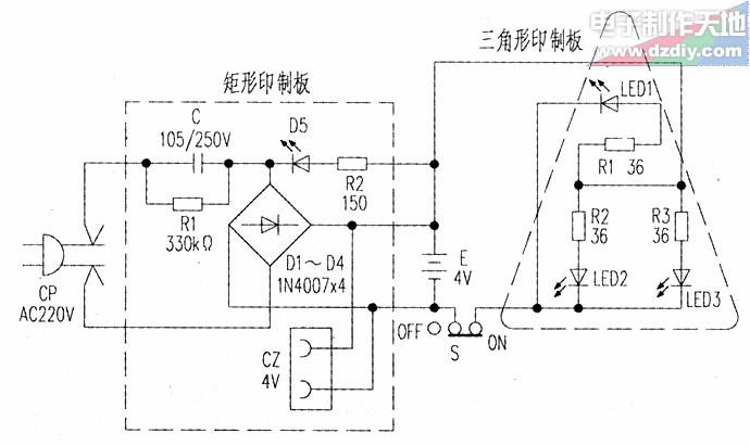 可<b class='flag-5'>充电</b><b class='flag-5'>LED</b><b class='flag-5'>手电筒</b><b class='flag-5'>电路</b>原理