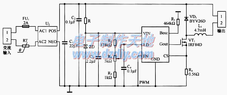 XLT604在LED燈串中的應(yīng)用電路