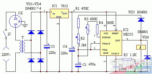 <b class='flag-5'>电子</b><b class='flag-5'>温控器</b>代用装置电路图