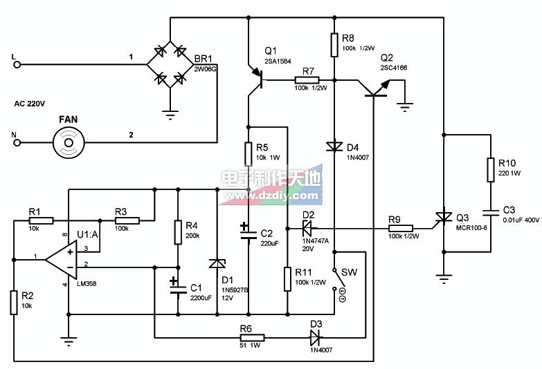 簡易排氣扇延時開關電路