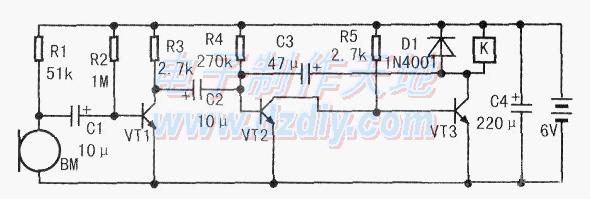 簡單易制的聲控電路工作原理