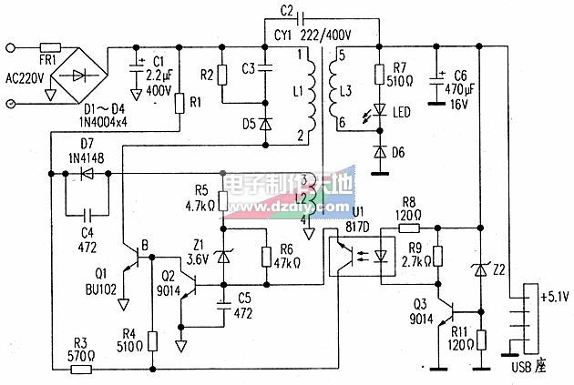 手机充电器电源无输出故障的检修,RCC power supply