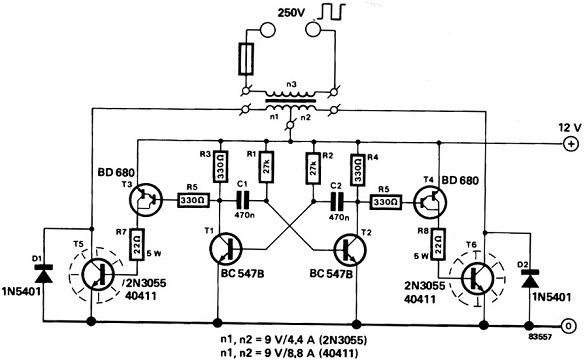 分析12V电源的功率逆变器电路