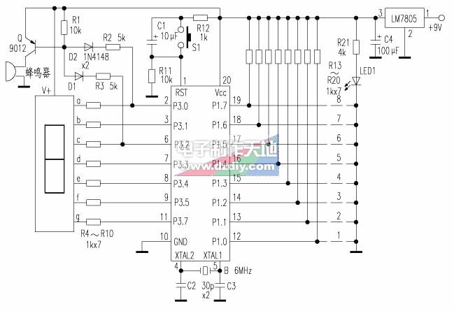 怎樣用89C2051制作數字顯示的斷線報警器