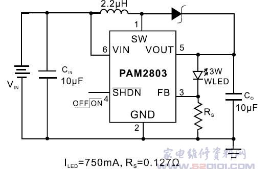 3W<b class='flag-5'>大功率</b>白光LED驱动器PAM2803的引脚和应用电路的<b class='flag-5'>详细资料</b>介绍