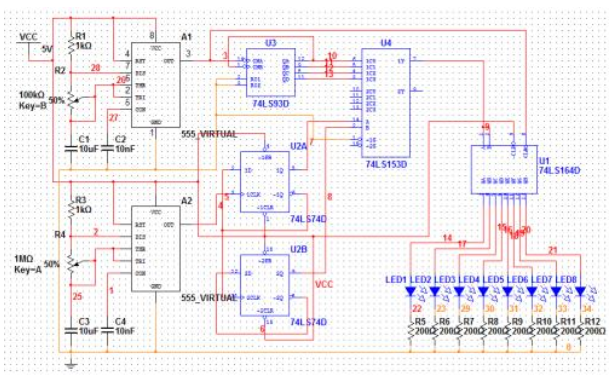 四花样<b class='flag-5'>循环</b>控制<b class='flag-5'>LED</b><b class='flag-5'>彩灯</b>设计<b class='flag-5'>电路</b>图