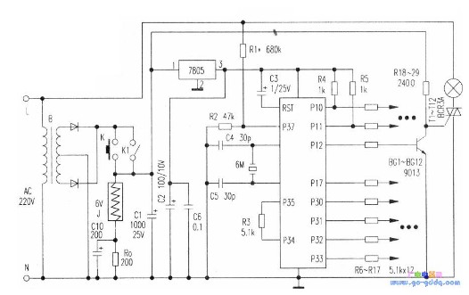 基于C51單片機開發的彩燈霓虹燈控制電路