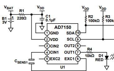 数字转换器构成的近程传感器基础电路