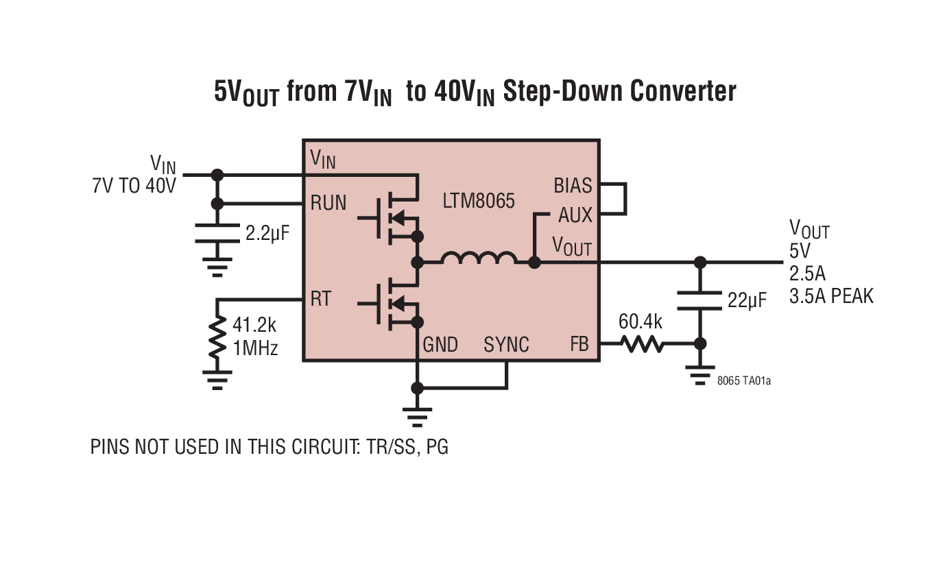 <b class='flag-5'>LTM8065</b> 40Vin、2.5A Silent Switcher μModule 稳压器