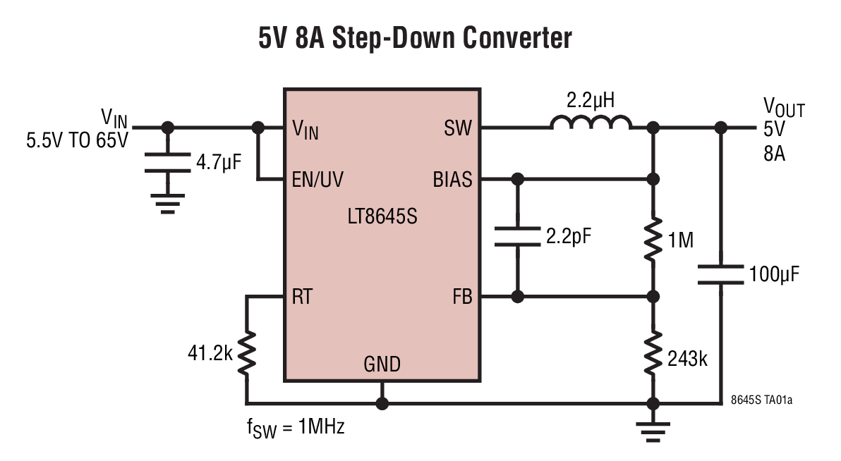 <b class='flag-5'>LT8645S</b> 具 2.5μA 静态电流的 65V、8A <b class='flag-5'>同步</b><b class='flag-5'>降压</b>型 Silent Switcher 2