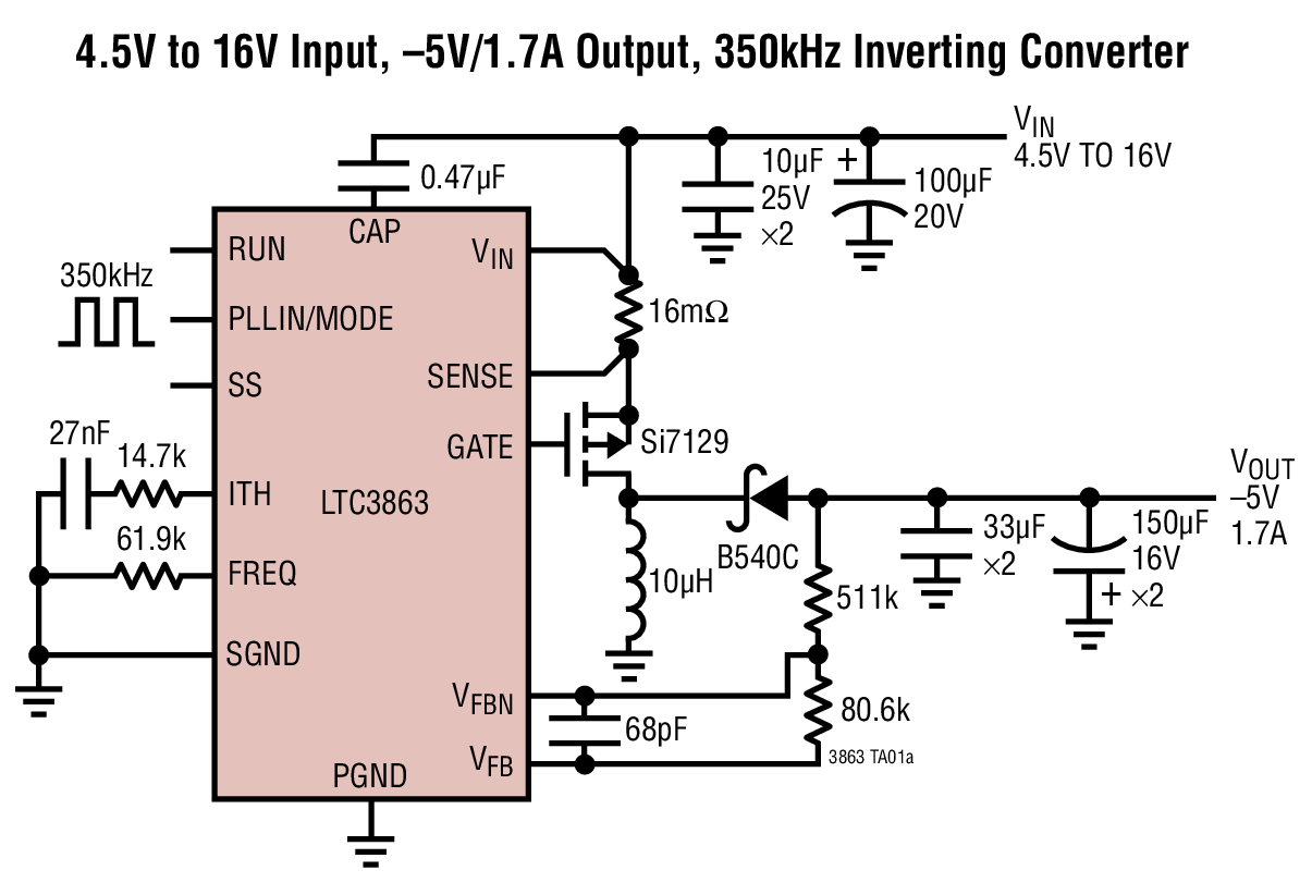 <b class='flag-5'>LTC3863</b> 60V、低 IQ、负输出 <b class='flag-5'>DC</b>/<b class='flag-5'>DC</b> <b class='flag-5'>控制器</b>