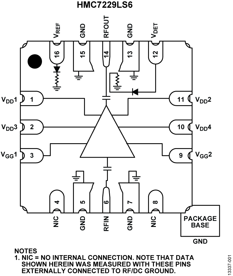 HMC7229 集成功率检波器的GaAs pHEMT MMIC 1 W功率放大器，37 - 40 GHz