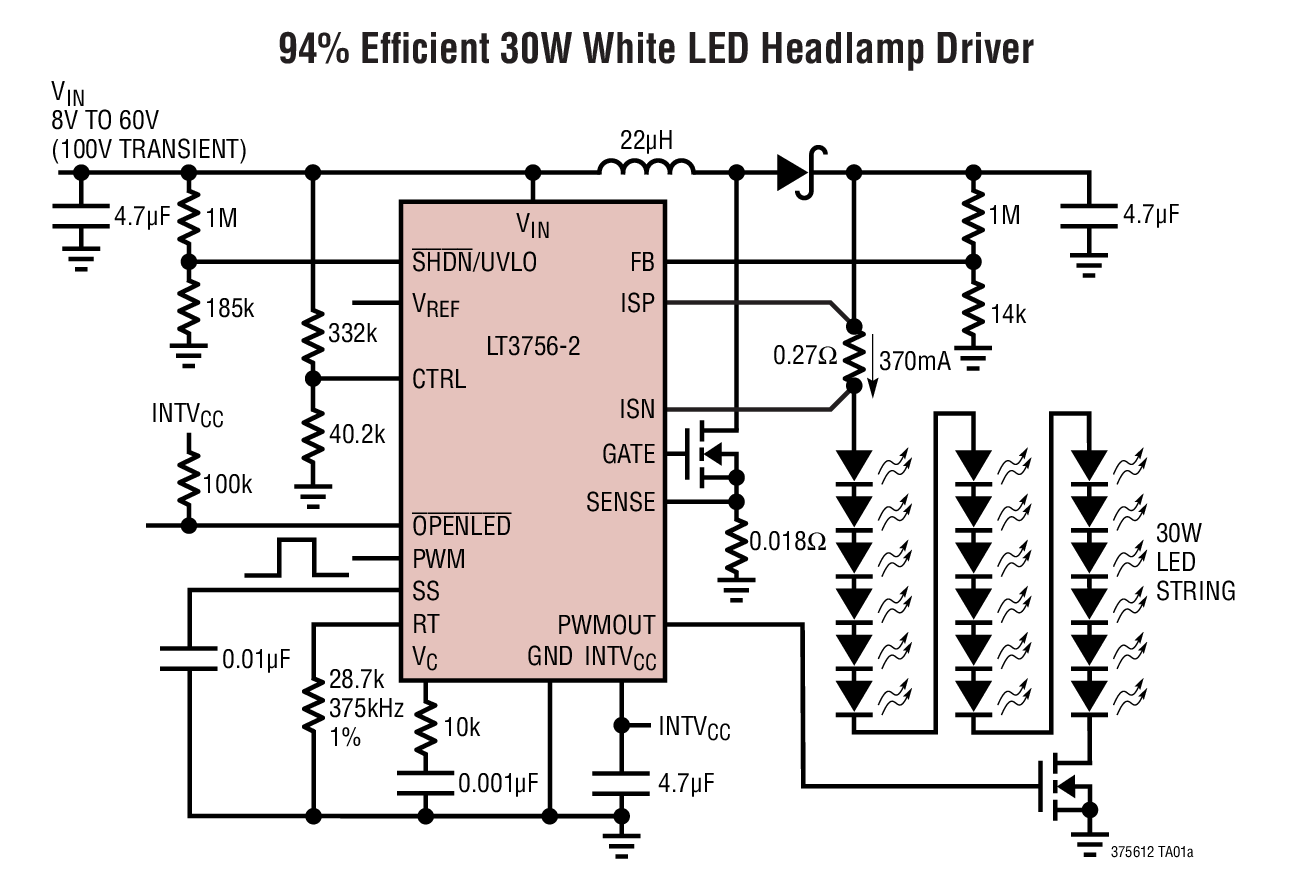 <b class='flag-5'>LT3756</b> <b class='flag-5'>100</b>VIN、<b class='flag-5'>100</b>VOUT <b class='flag-5'>LED</b> <b class='flag-5'>控制器</b>