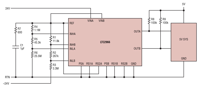 LTC2966双通道微功耗电压监测器的应用解决方案