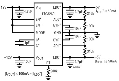 LTC3260<b class='flag-5'>反相</b><b class='flag-5'>电荷泵</b>DC/DC转换器的<b class='flag-5'>电源</b>效率与<b class='flag-5'>噪声</b>解决方案