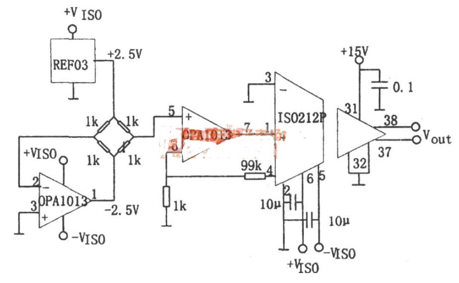 單電源高精度雙運OPA1013的隔離放大器電路圖