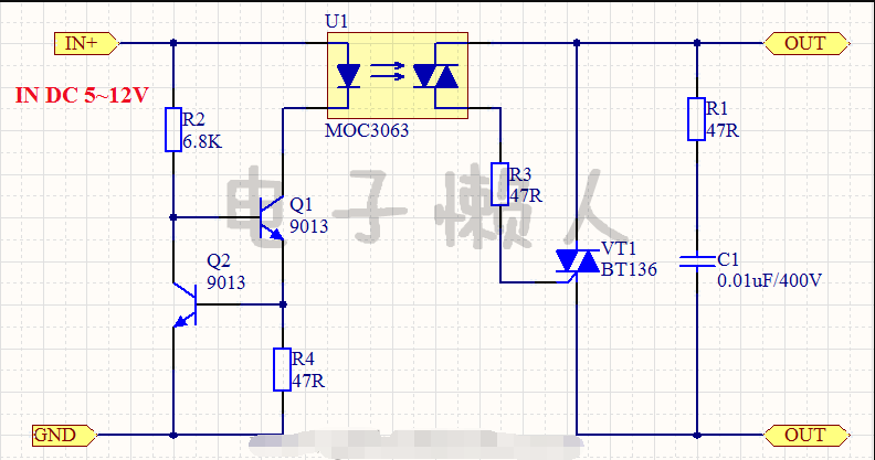 直流和交流固态继电器电路原理图