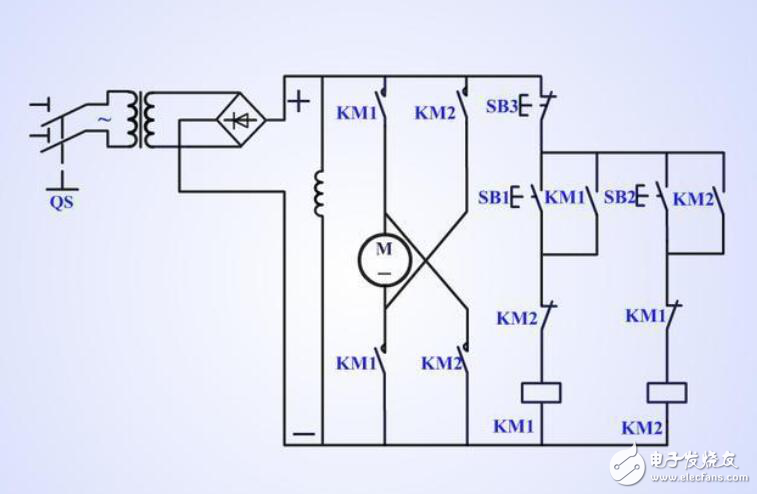 直流电动机<b>正反转</b><b>控制电路</b>图