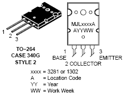 MJL3281A 双极功率晶体管 NPN 15 A 26​​0 V 200 W