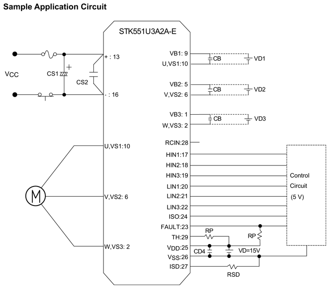STK551U3A2A-E 智能功率模塊（IPM） 600 V 20 A.