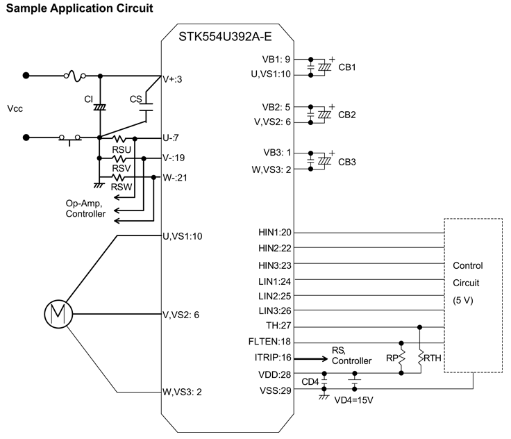 STK554U392A-E 智能功率模块（IPM） 600 V 15 A.