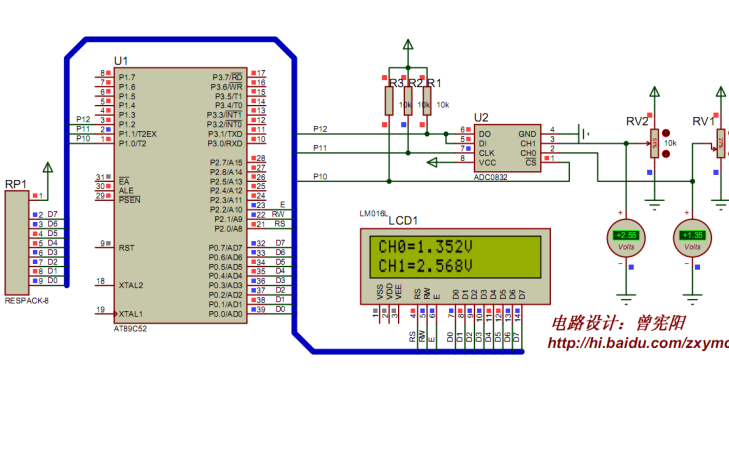 使用<b class='flag-5'>51</b>單片機和<b class='flag-5'>ADC0832</b>設(shè)計<b class='flag-5'>LCD1602</b>顯示數(shù)字電壓表的電路圖和程序