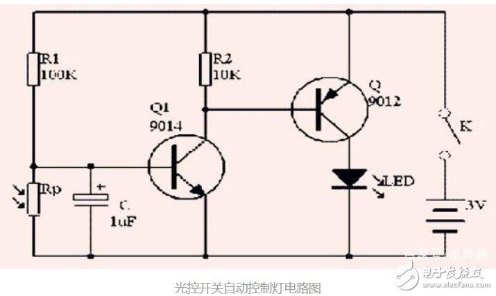 简单实用的光控开关自动控制灯电路