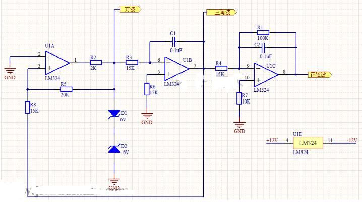 使用LM324运放设计的函数信号发生器电路