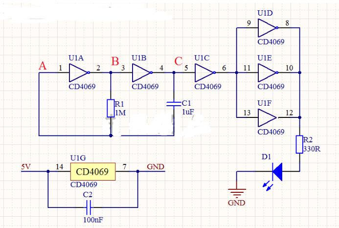 CMOS门<b class='flag-5'>电路</b>组成的<b class='flag-5'>多谐振荡器</b><b class='flag-5'>电路</b>工作原理