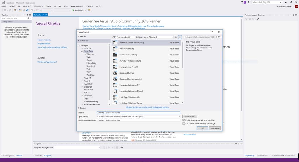 如何在Visual Studio 2015中使用VisualBasic作为主要编程语言来管理串行连接