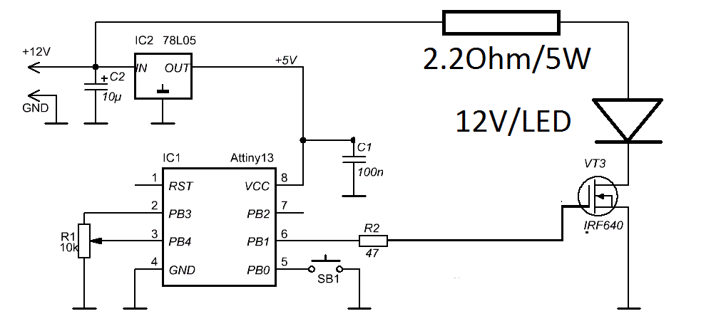 如何使用Attiny13a 3S锂离子电池回收20W便携式可充电无线LED工作灯
