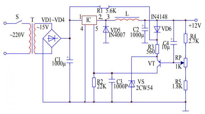 開(kāi)關(guān)直流穩(wěn)壓電源電路圖