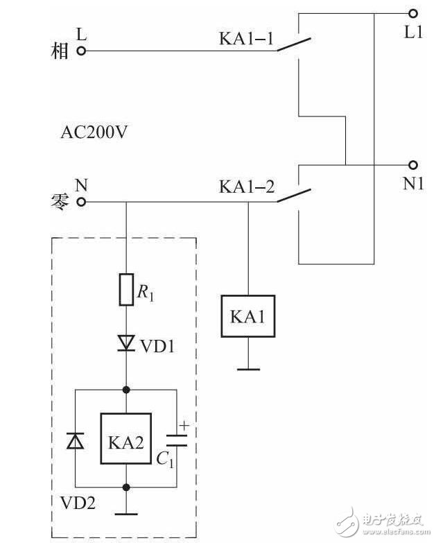 <b class='flag-5'>继电器</b>式防市电极性接反<b class='flag-5'>电气控制</b>线路图