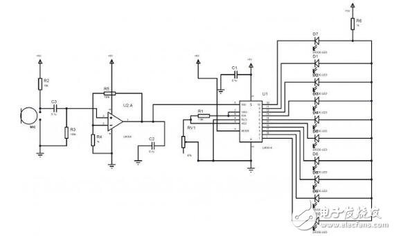 LED音量表的电路原理图