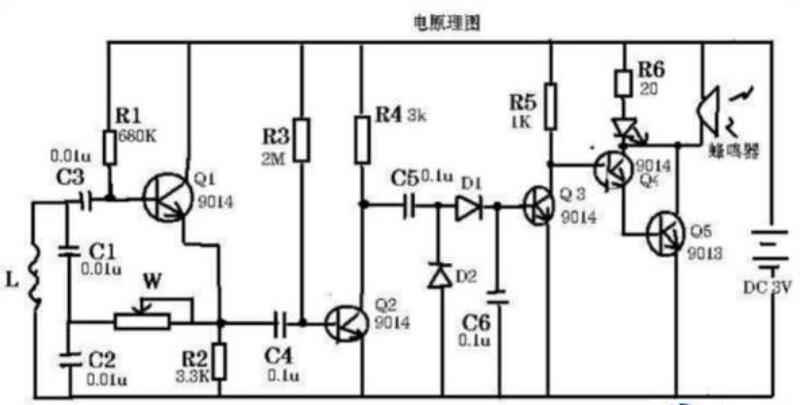 簡易金屬探測器電路圖