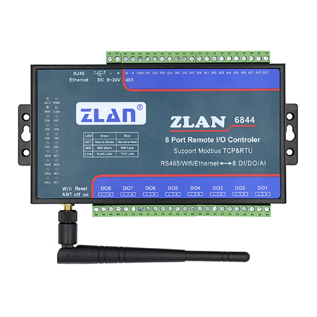 卓岚信息技术Wifi/以太网型8路IO控制模块ZLAN6844N概述