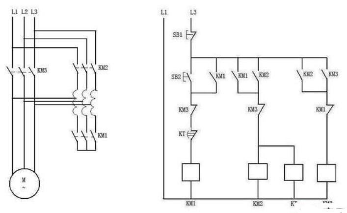 电机配三个交流接触器的两种起动方式