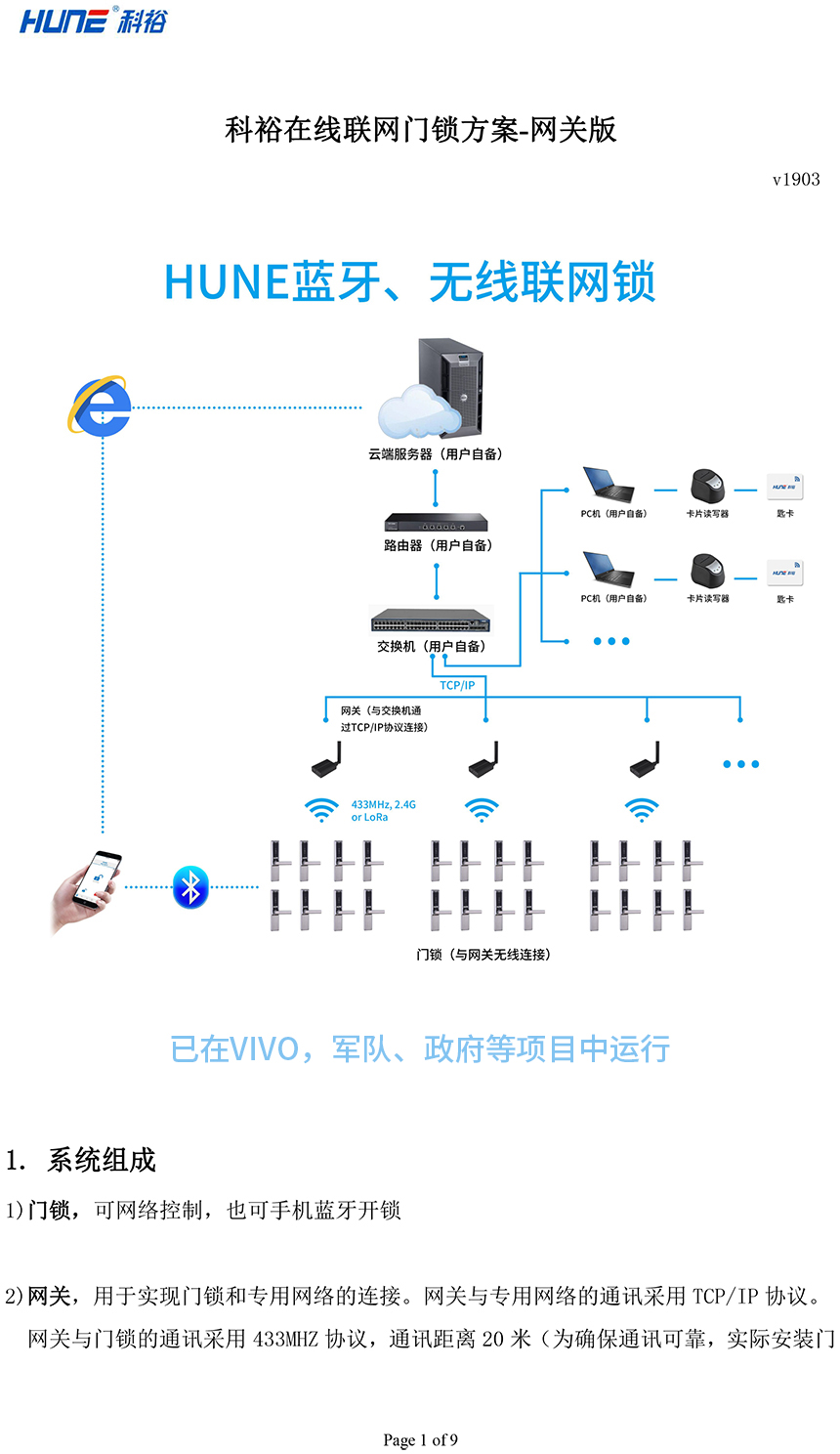 科裕智能科技在线联网门锁方案-网关版简介