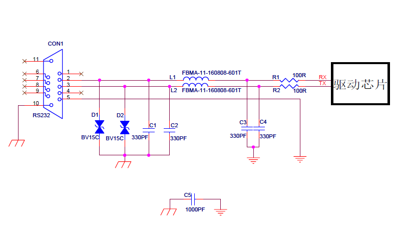 RS232接口<b>EMC</b>设计<b>标准</b><b>电路</b>图免费下载