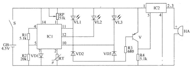 温度监测报警器电路图