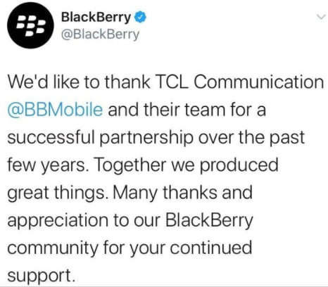 TCL将不再销售黑莓手机