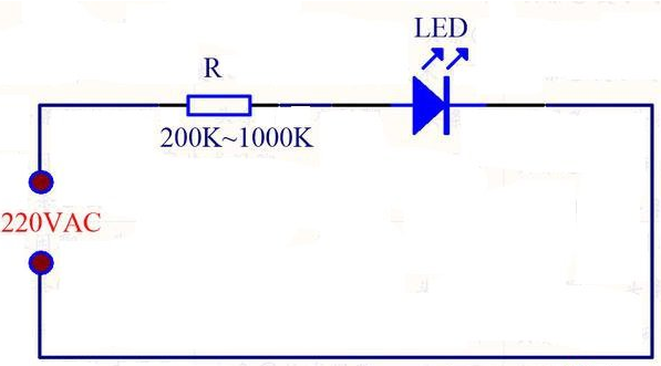 发光二极管220v指示灯怎么接