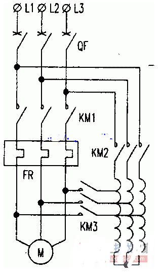 自耦降壓啟動主回路接線圖